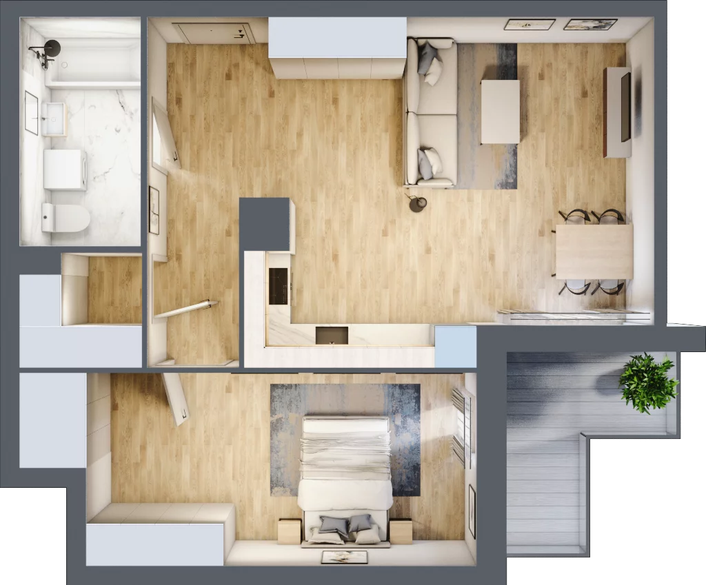 2 pokoje, mieszkanie 59,87 m², piętro 3, oferta nr 2.B5, Niebieski Bursztyn II, Reda, ul. Bosmańska