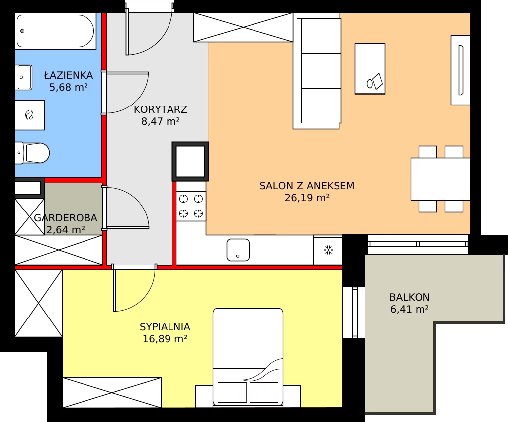 Zalety mieszkania 59.87 m², 2.B8