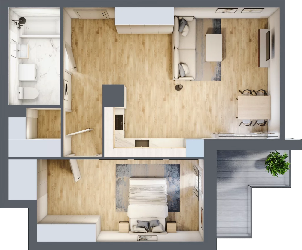 2 pokoje, mieszkanie 59,87 m², piętro 4, oferta nr 2.B8, Niebieski Bursztyn II, Reda, ul. Bosmańska