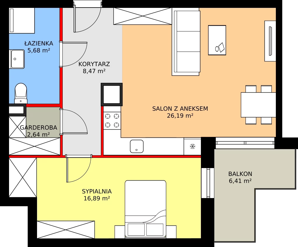 Zalety mieszkania 59.87 m², 2.B2