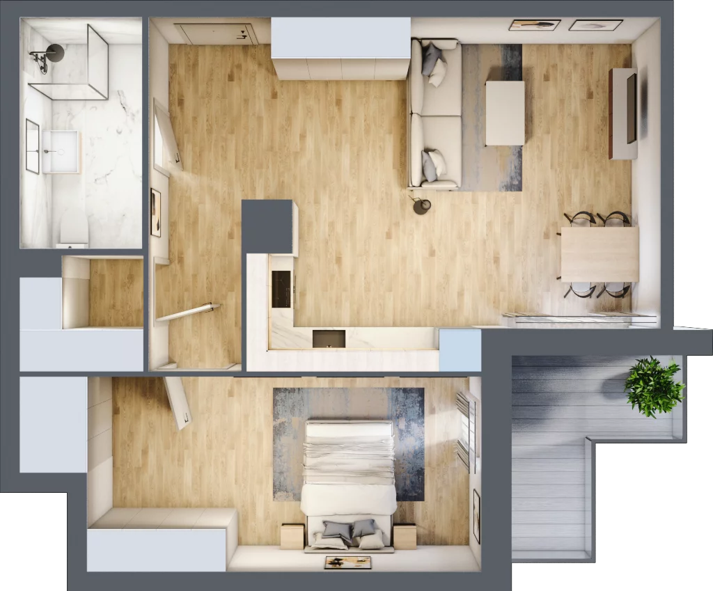 2 pokoje, mieszkanie 59,87 m², piętro 2, oferta nr 2.B2, Niebieski Bursztyn II, Reda, ul. Bosmańska