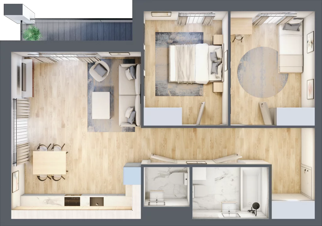 3 pokoje, mieszkanie 63,27 m², piętro 4, oferta nr 2.B9, Niebieski Bursztyn II, Reda, ul. Bosmańska