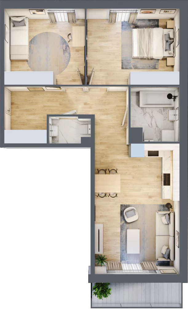 3 pokoje, mieszkanie 65,11 m², piętro 4, oferta nr 2.C9, Niebieski Bursztyn II, Reda, ul. Bosmańska