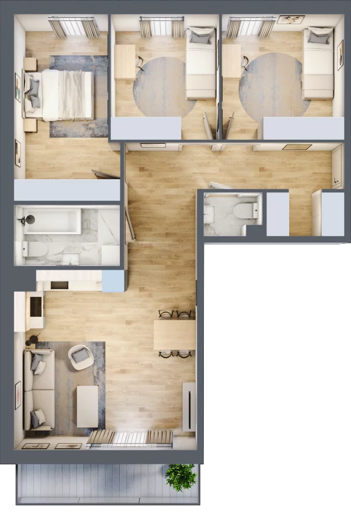 4 pokoje, mieszkanie 78,07 m², piętro 3, oferta nr 2.C8, Niebieski Bursztyn II, Reda, ul. Bosmańska