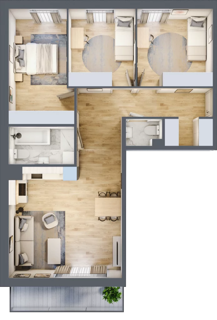 4 pokoje, mieszkanie 78,07 m², piętro 4, oferta nr 2.C12, Niebieski Bursztyn II, Reda, ul. Bosmańska