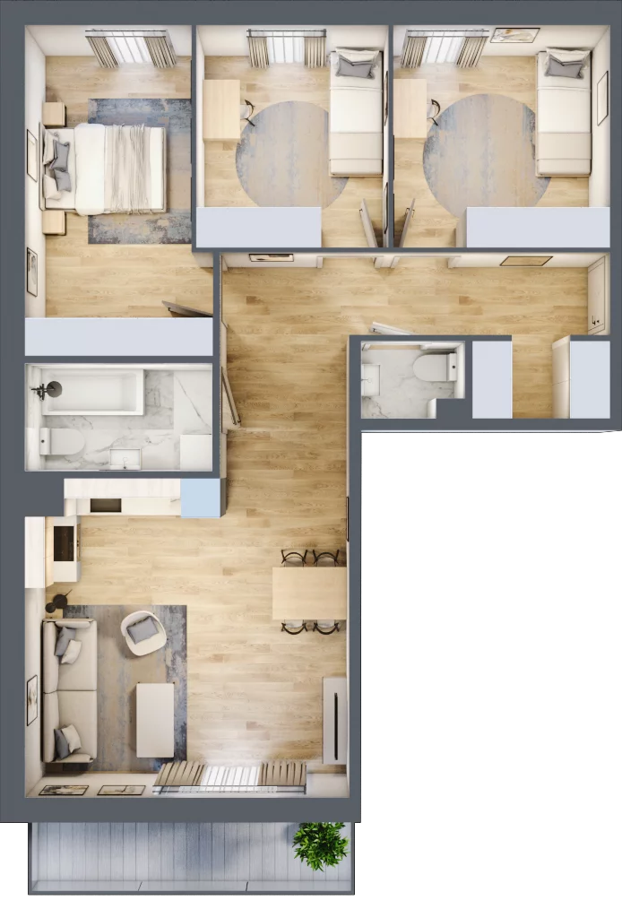 4 pokoje, mieszkanie 78,07 m², piętro 2, oferta nr 2.C4, Niebieski Bursztyn II, Reda, ul. Bosmańska