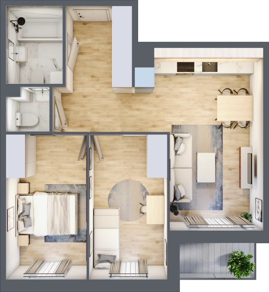 3 pokoje, mieszkanie 53,85 m², piętro 5, oferta nr 2.C14, Niebieski Bursztyn II, Reda, ul. Bosmańska
