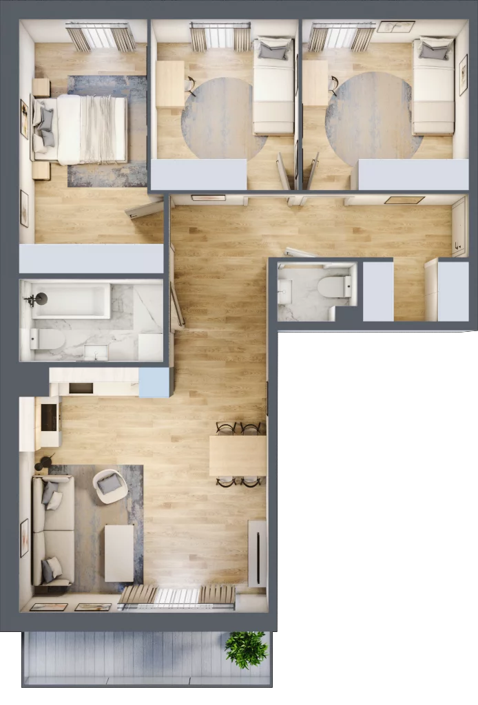 4 pokoje, mieszkanie 78,07 m², piętro 5, oferta nr 2.C16, Niebieski Bursztyn II, Reda, ul. Bosmańska