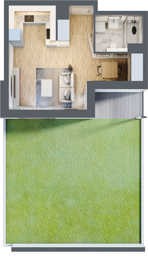 1 pokój, mieszkanie 30,58 m², parter, oferta nr 1D.0.172, Francuska Park VIIIB, Katowice, Osiedle Paderewskiego-Muchowiec, Muchowiec, ul. Szybowcowa