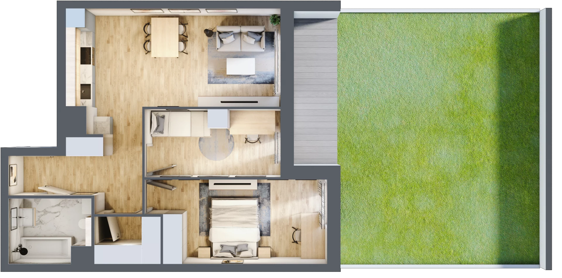 3 pokoje, mieszkanie 63,89 m², parter, oferta nr 1B.0.87, Francuska Park VIIIB, Katowice, Osiedle Paderewskiego-Muchowiec, Muchowiec, ul. Szybowcowa