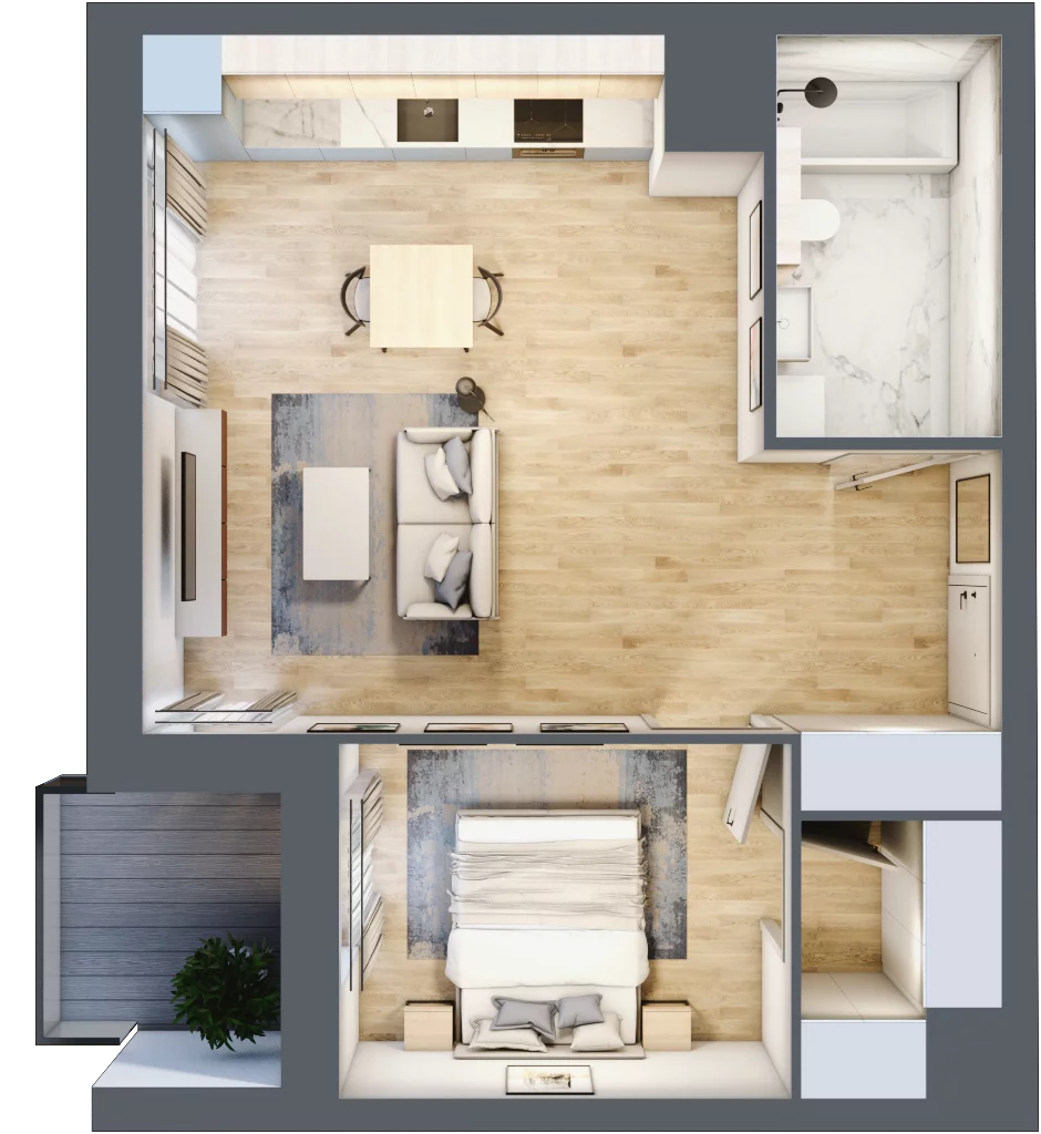 2 pokoje, mieszkanie 47,76 m², piętro 1, oferta nr 1A.1.16, Francuska Park VIIIB, Katowice, Osiedle Paderewskiego-Muchowiec, Muchowiec, ul. Szybowcowa