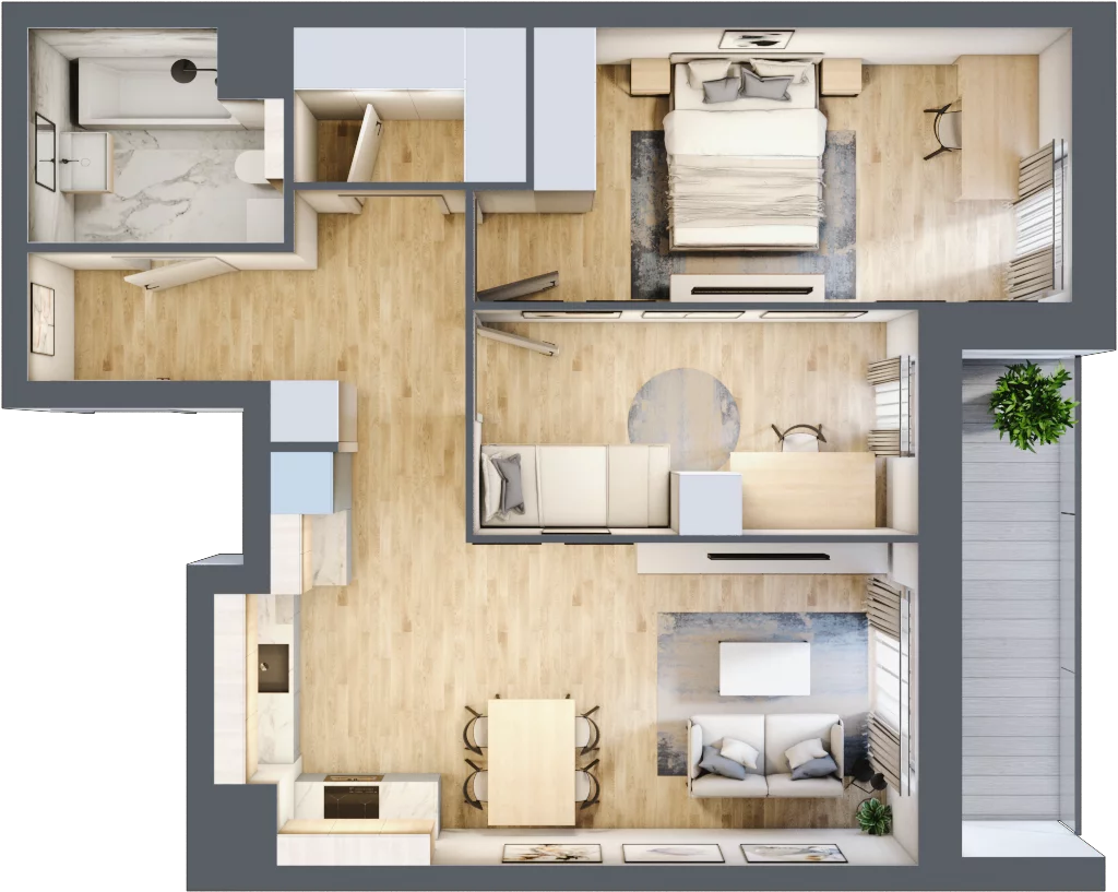 3 pokoje, mieszkanie 62,87 m², piętro 3, oferta nr 1A.3.35, Francuska Park VIIIB, Katowice, Osiedle Paderewskiego-Muchowiec, Muchowiec, ul. Szybowcowa