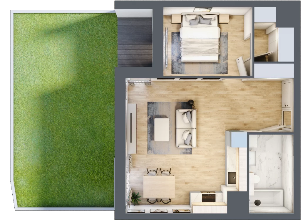 2 pokoje, mieszkanie 47,10 m², parter, oferta nr 1A.0.04, Francuska Park VIIIB, Katowice, Osiedle Paderewskiego-Muchowiec, Muchowiec, ul. Szybowcowa
