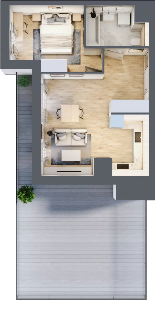 2 pokoje, mieszkanie 44,40 m², piętro 8, oferta nr 1A.8.74, Francuska Park VIIIB, Katowice, Osiedle Paderewskiego-Muchowiec, Muchowiec, ul. Szybowcowa
