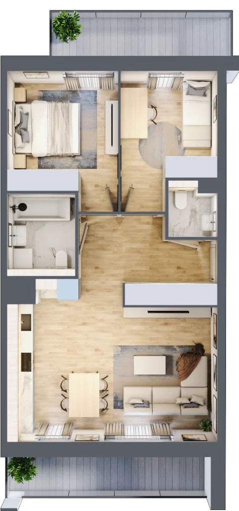 3 pokoje, mieszkanie 61,20 m², piętro 4, oferta nr 1D.4.185, Francuska Park VIIIB, Katowice, Osiedle Paderewskiego-Muchowiec, Muchowiec, ul. Szybowcowa