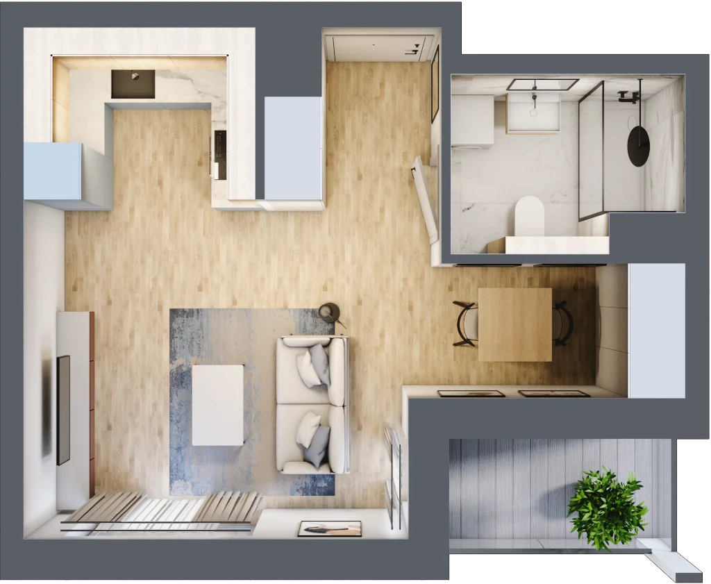 1 pokój, mieszkanie 31,53 m², piętro 4, oferta nr 1D.4.184, Francuska Park VIIIB, Katowice, Osiedle Paderewskiego-Muchowiec, Muchowiec, ul. Szybowcowa