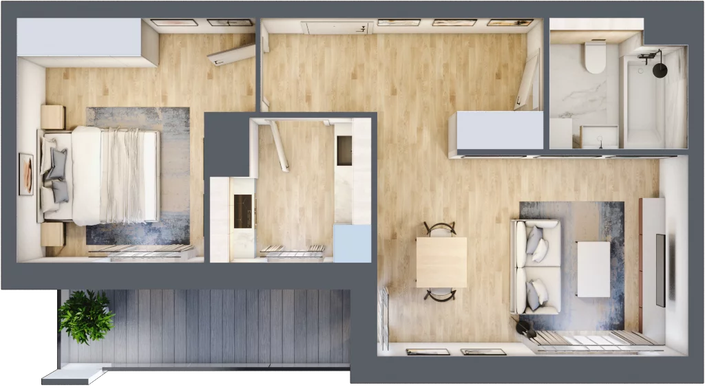 2 pokoje, mieszkanie 48,52 m², piętro 5, oferta nr 1C.5.163, Francuska Park VIIIB, Katowice, Osiedle Paderewskiego-Muchowiec, Muchowiec, ul. Szybowcowa