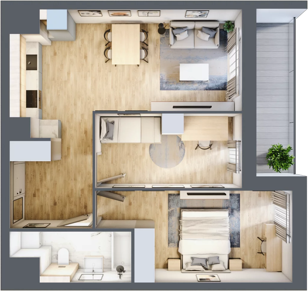 3 pokoje, mieszkanie 57,90 m², piętro 7, oferta nr 1A.7.64, Francuska Park VIIIB, Katowice, Osiedle Paderewskiego-Muchowiec, Muchowiec, ul. Szybowcowa
