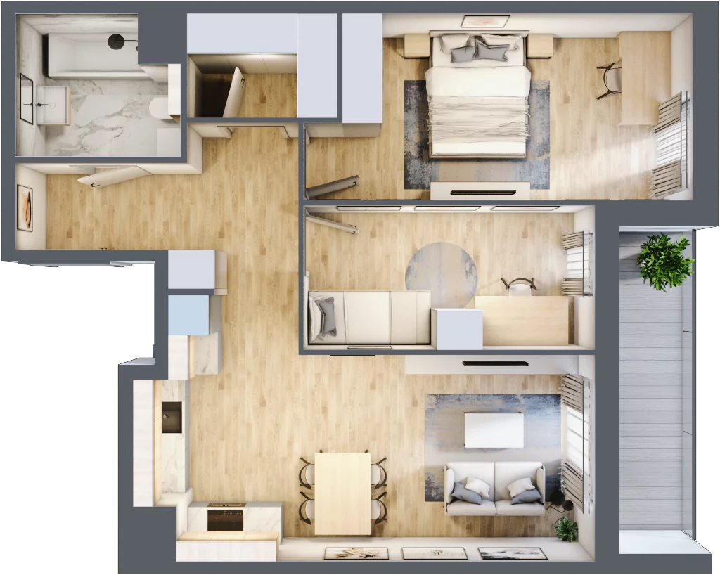 3 pokoje, mieszkanie 64,56 m², piętro 8, oferta nr 1A.8.78, Francuska Park VIIIB, Katowice, Osiedle Paderewskiego-Muchowiec, Muchowiec, ul. Szybowcowa