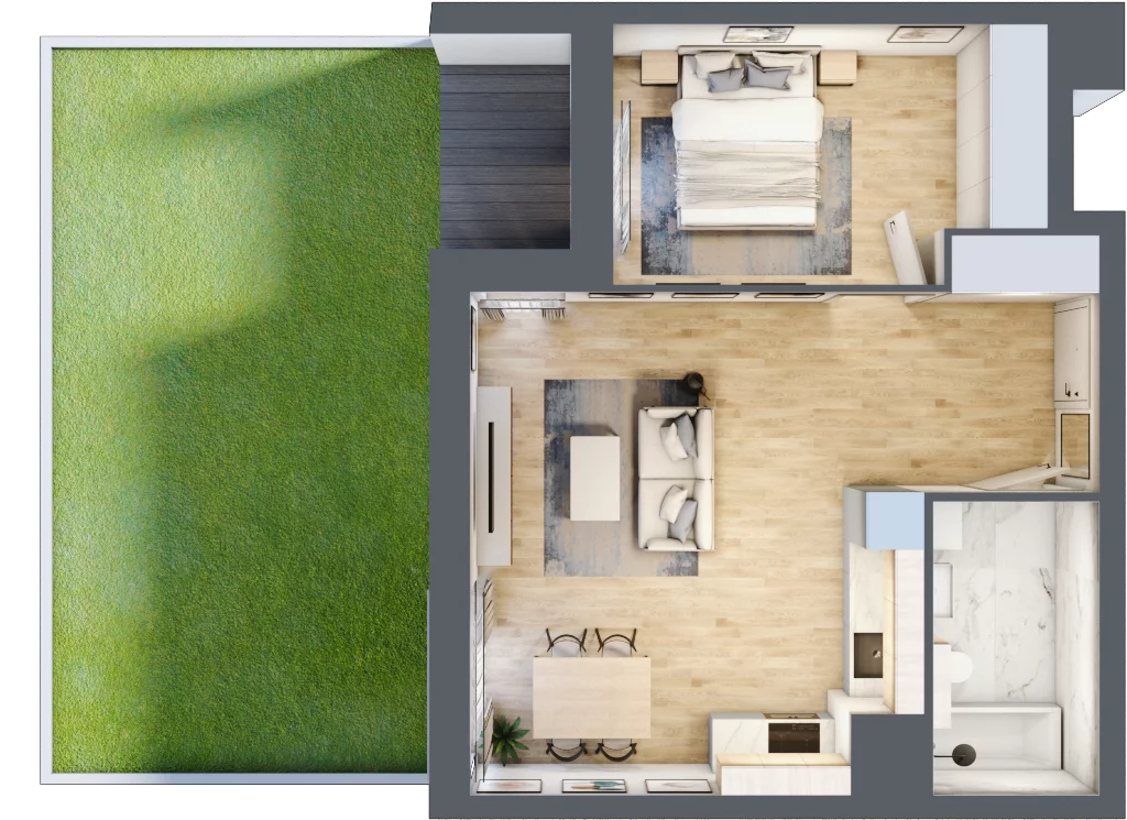 2 pokoje, mieszkanie 46,65 m², parter, oferta nr 1A.0.06, Francuska Park VIIIB, Katowice, Osiedle Paderewskiego-Muchowiec, Muchowiec, ul. Szybowcowa