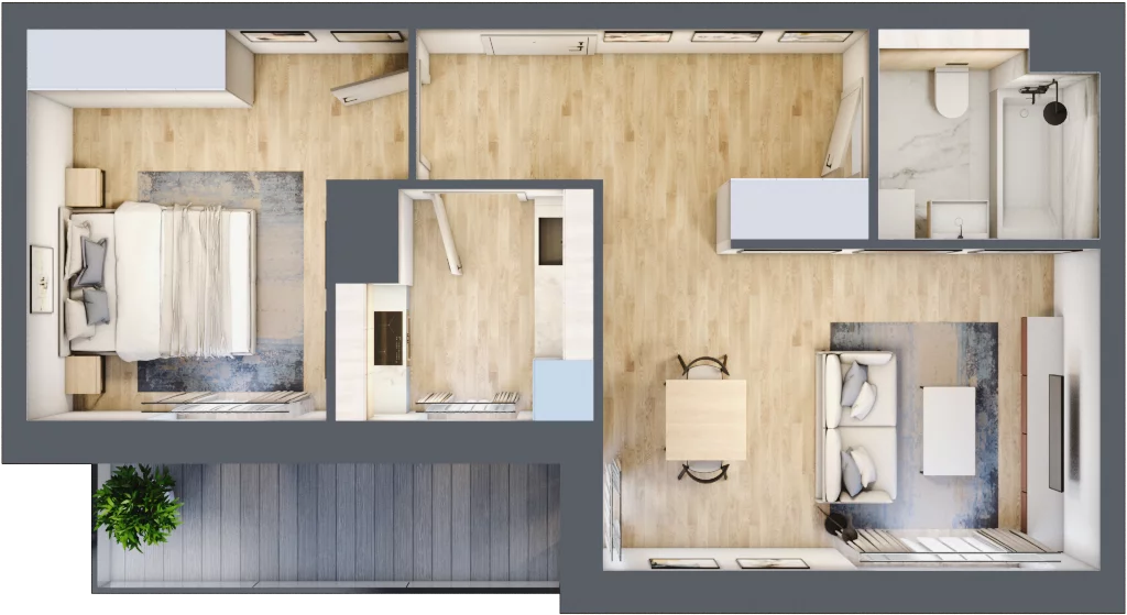 2 pokoje, mieszkanie 46,80 m², piętro 1, oferta nr 1C.1.151, Francuska Park VIIIB, Katowice, Osiedle Paderewskiego-Muchowiec, Muchowiec, ul. Szybowcowa