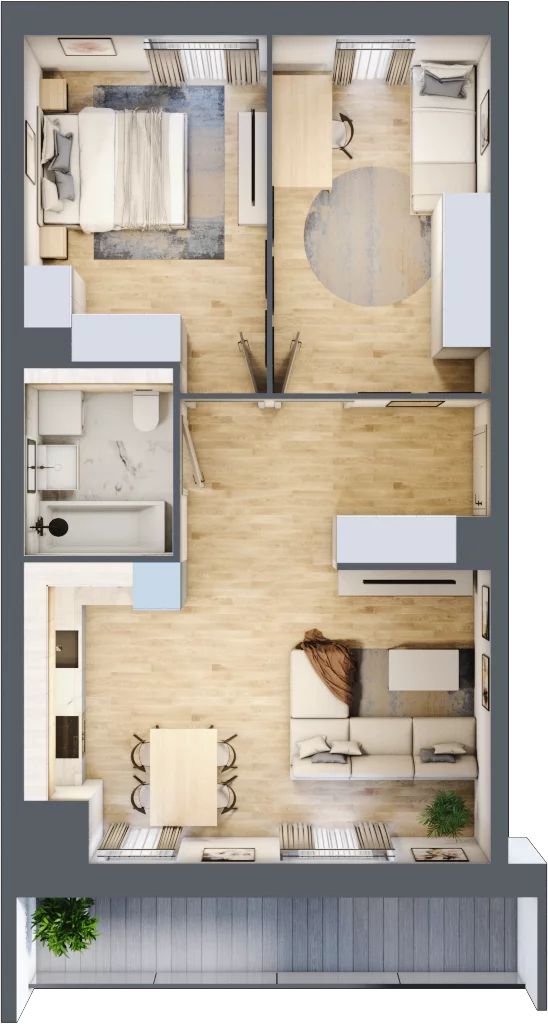 3 pokoje, mieszkanie 61,46 m², piętro 6, oferta nr 1C.6.167, Francuska Park VIIIB, Katowice, Osiedle Paderewskiego-Muchowiec, Muchowiec, ul. Szybowcowa
