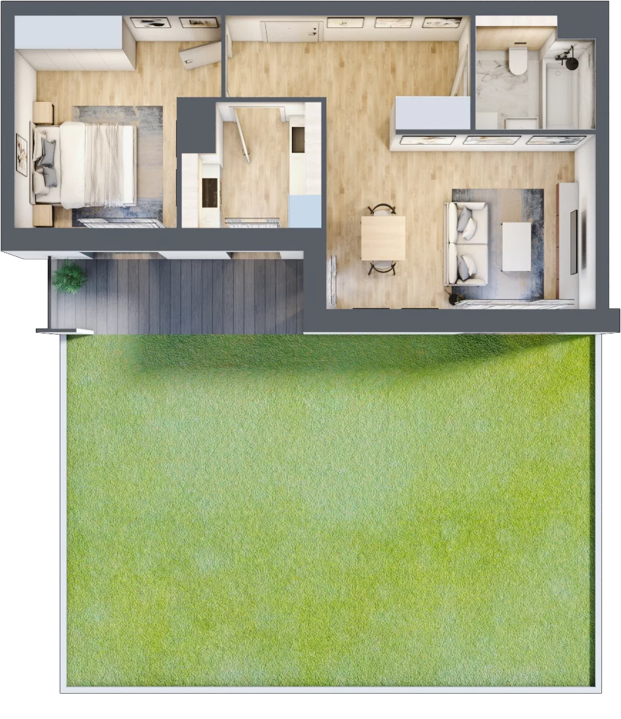 2 pokoje, mieszkanie 46,80 m², parter, oferta nr 1C.0.148, Francuska Park VIIIB, Katowice, Osiedle Paderewskiego-Muchowiec, Muchowiec, ul. Szybowcowa