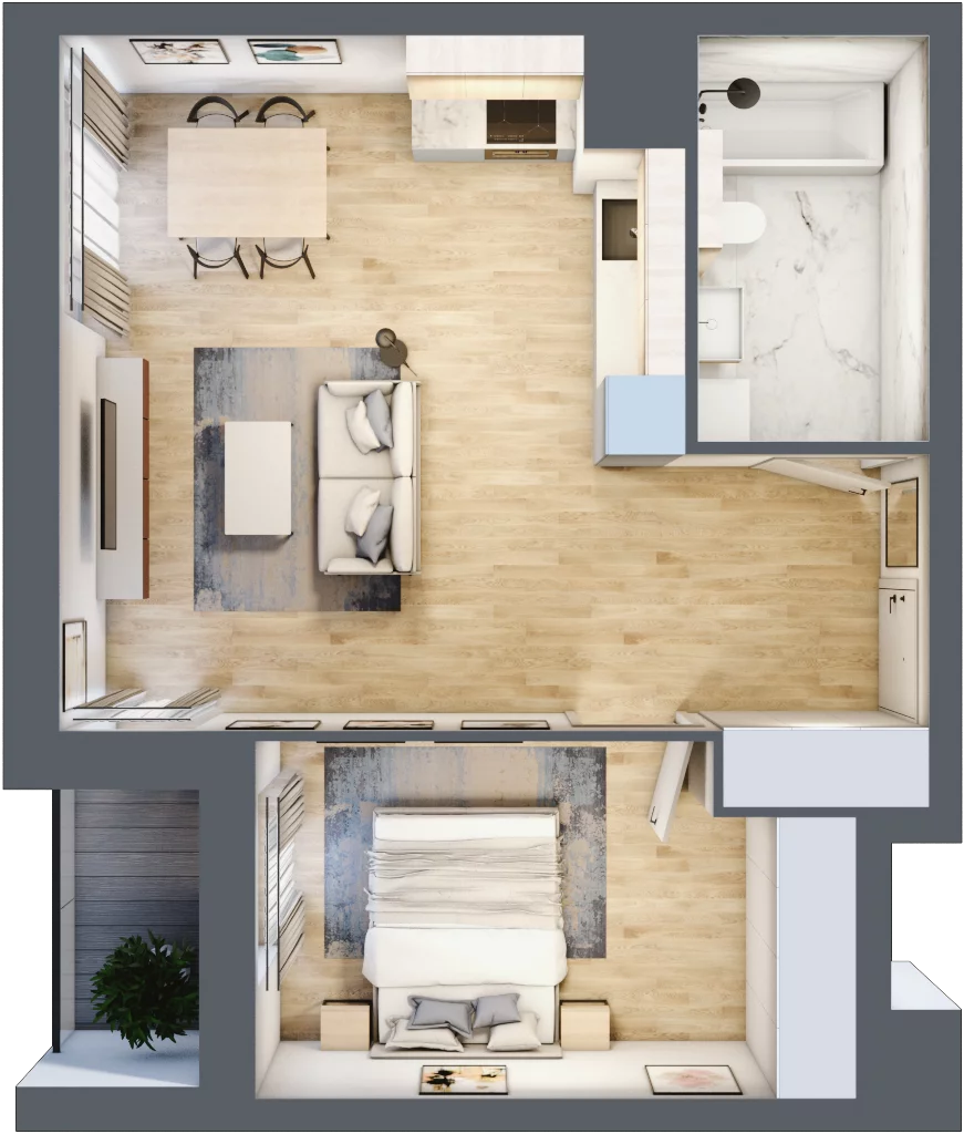 2 pokoje, mieszkanie 47,94 m², piętro 9, oferta nr 1B.9.144, Francuska Park VIIIB, Katowice, Osiedle Paderewskiego-Muchowiec, Muchowiec, ul. Szybowcowa