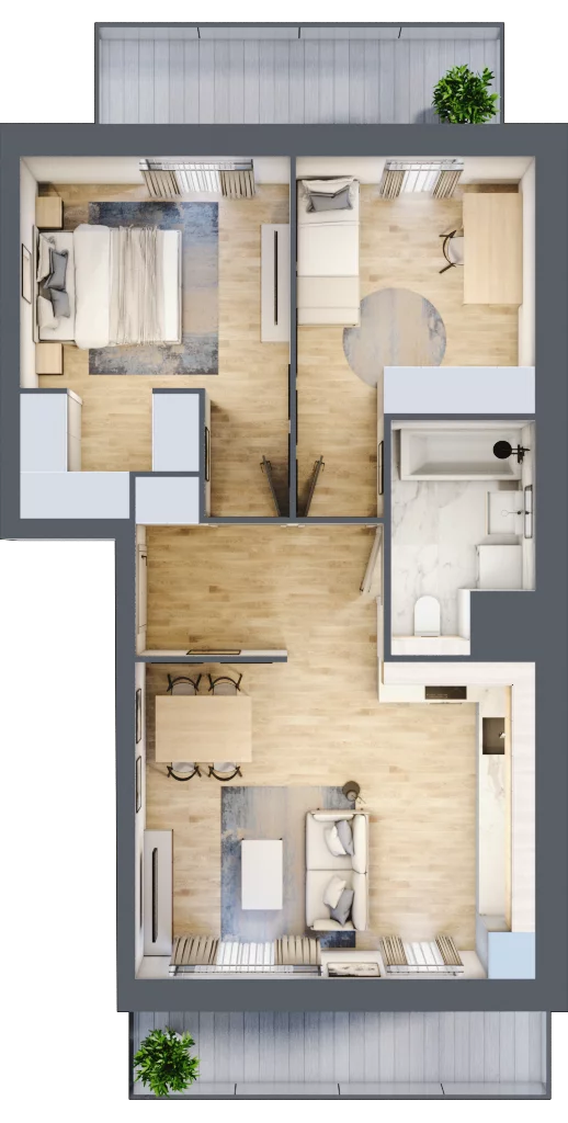 3 pokoje, mieszkanie 58,70 m², piętro 3, oferta nr 1D.3.180, Francuska Park VIIIB, Katowice, Osiedle Paderewskiego-Muchowiec, Muchowiec, ul. Szybowcowa