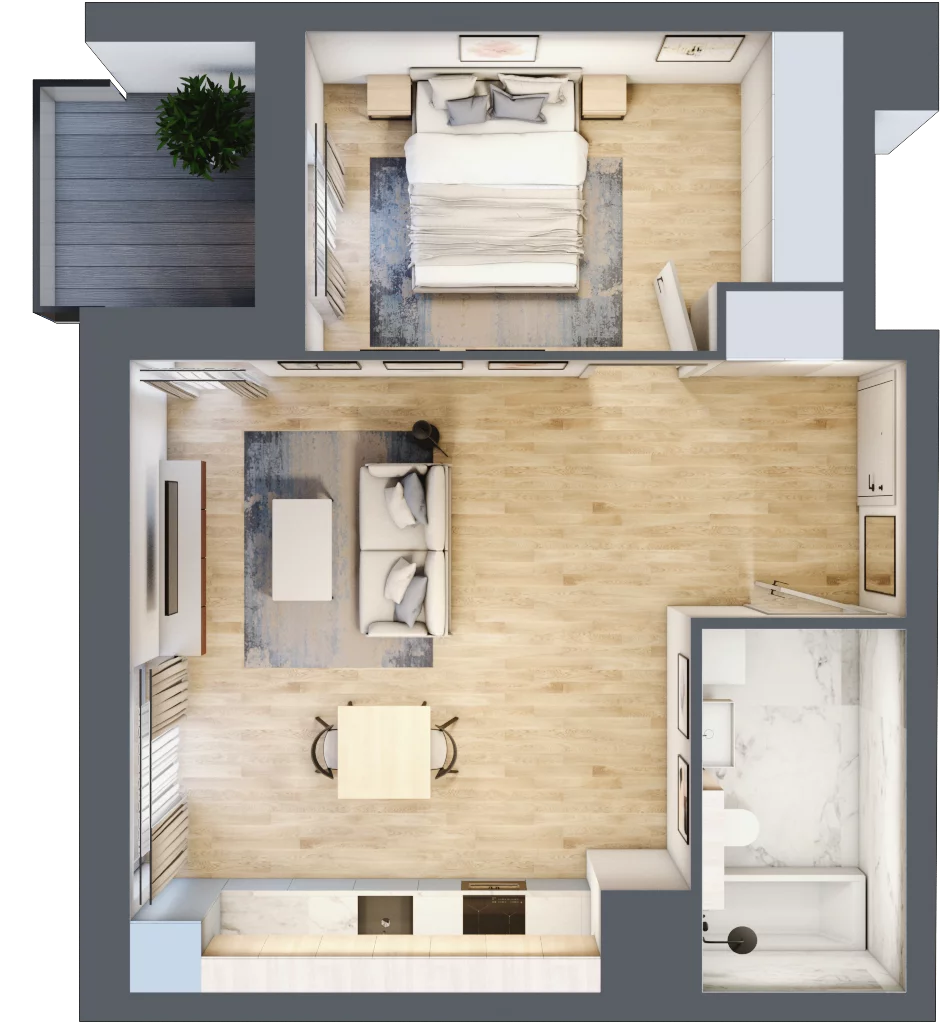 2 pokoje, mieszkanie 46,85 m², piętro 3, oferta nr 1B.3.106, Francuska Park VIIIB, Katowice, Osiedle Paderewskiego-Muchowiec, Muchowiec, ul. Szybowcowa