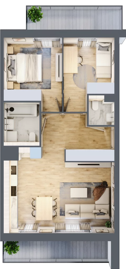 3 pokoje, mieszkanie 61,43 m², piętro 6, oferta nr 1D.6.191, Francuska Park VIIIB, Katowice, Osiedle Paderewskiego-Muchowiec, Muchowiec, ul. Szybowcowa