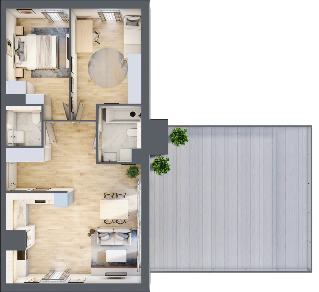 3 pokoje, mieszkanie 69,78 m², piętro 8, oferta nr 1B.8.140, Francuska Park VIIIB, Katowice, Osiedle Paderewskiego-Muchowiec, Muchowiec, ul. Szybowcowa
