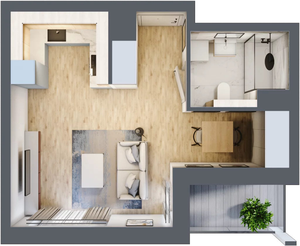1 pokój, mieszkanie 30,43 m², piętro 1, oferta nr 1D.1.175, Francuska Park VIIIB, Katowice, Osiedle Paderewskiego-Muchowiec, Muchowiec, ul. Szybowcowa