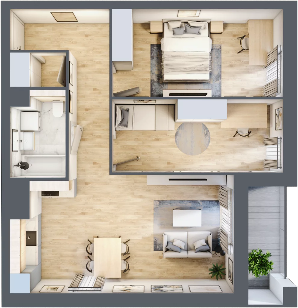 3 pokoje, mieszkanie 64,31 m², piętro 1, oferta nr 1A.1.11, Francuska Park VIIIB, Katowice, Osiedle Paderewskiego-Muchowiec, Muchowiec, ul. Szybowcowa