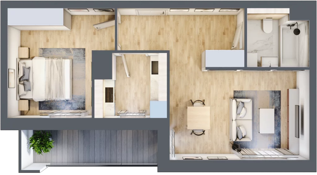 2 pokoje, mieszkanie 48,65 m², piętro 6, oferta nr 1C.6.166, Francuska Park VIIIB, Katowice, Osiedle Paderewskiego-Muchowiec, Muchowiec, ul. Szybowcowa