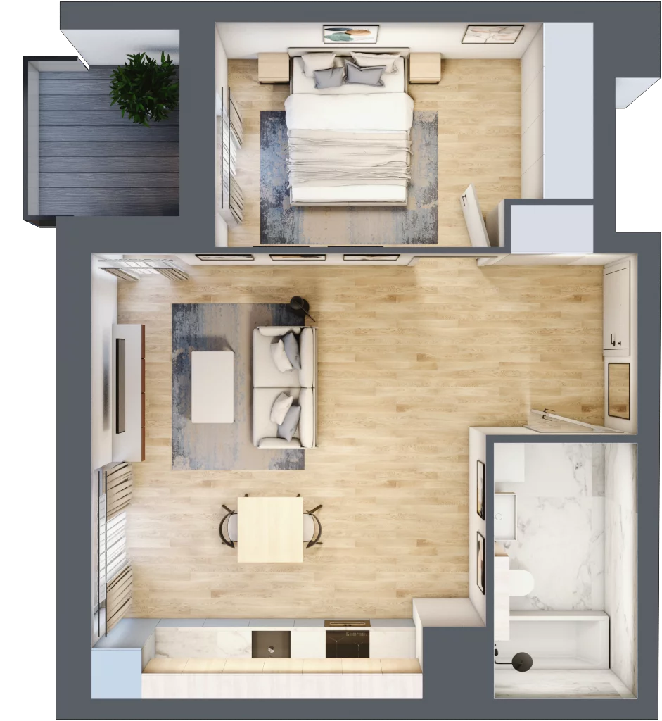 2 pokoje, mieszkanie 46,85 m², piętro 1, oferta nr 1B.1.94, Francuska Park VIIIB, Katowice, Osiedle Paderewskiego-Muchowiec, Muchowiec, ul. Szybowcowa