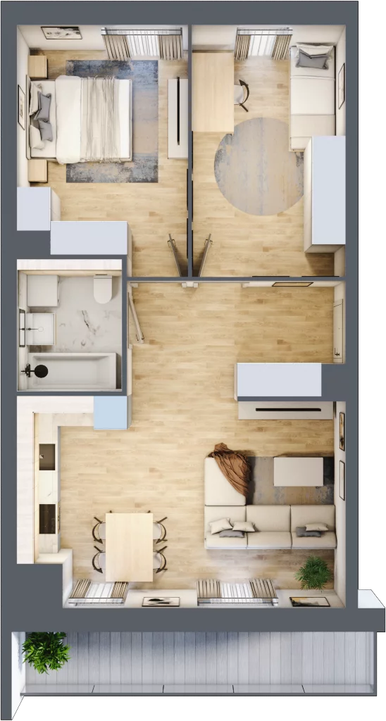 3 pokoje, mieszkanie 60,25 m², piętro 1, oferta nr 1C.1.152, Francuska Park VIIIB, Katowice, Osiedle Paderewskiego-Muchowiec, Muchowiec, ul. Szybowcowa