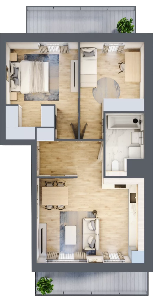 3 pokoje, mieszkanie 60,58 m², piętro 4, oferta nr 1D.4.183, Francuska Park VIIIB, Katowice, Osiedle Paderewskiego-Muchowiec, Muchowiec, ul. Szybowcowa