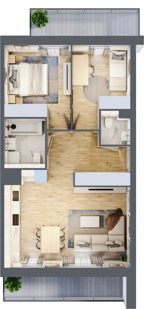 3 pokoje, mieszkanie 60,72 m², piętro 1, oferta nr 1D.1.176, Francuska Park VIIIB, Katowice, Osiedle Paderewskiego-Muchowiec, Muchowiec, ul. Szybowcowa