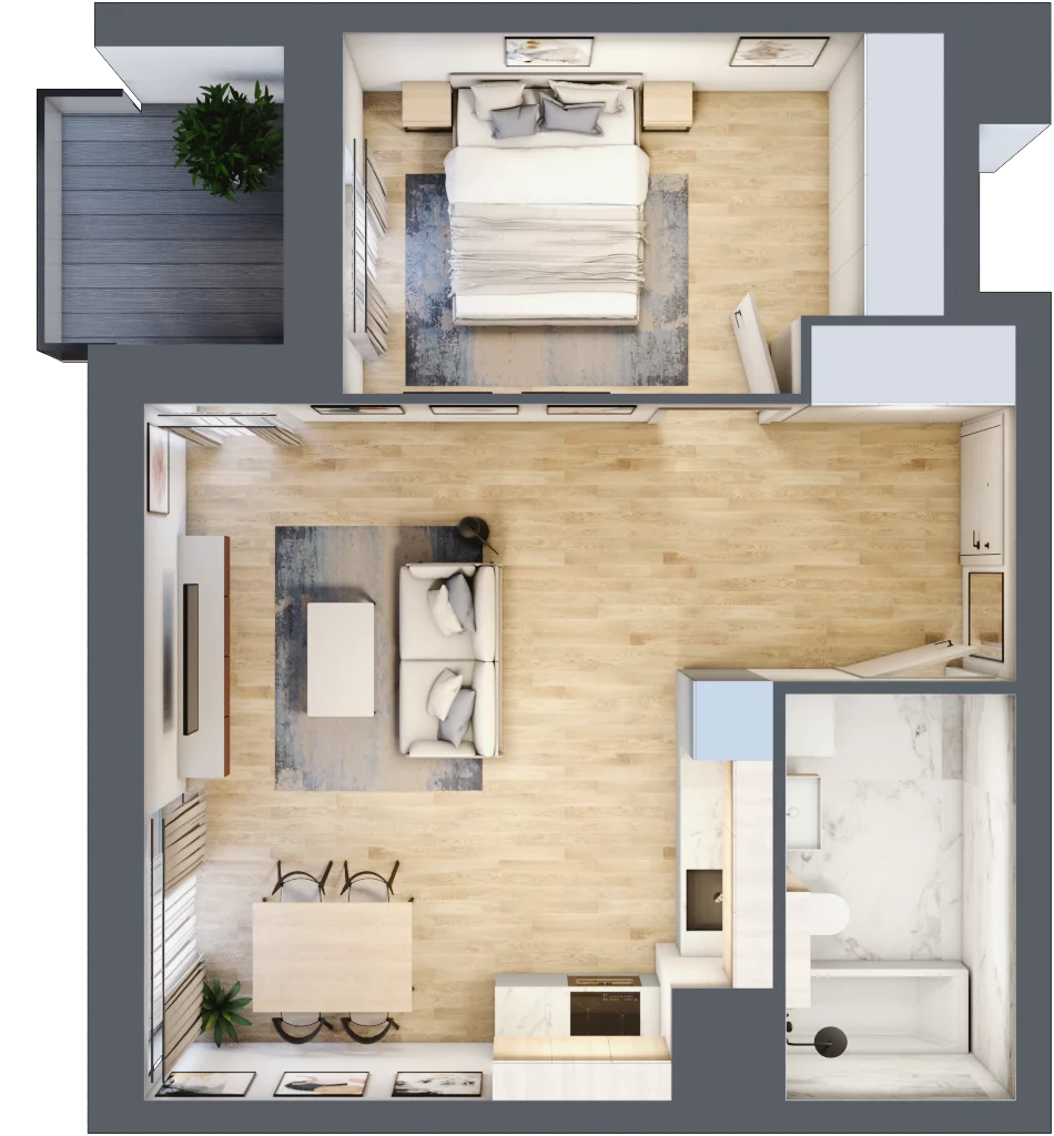 2 pokoje, mieszkanie 47,86 m², piętro 5, oferta nr 1A.5.51, Francuska Park VIIIB, Katowice, Osiedle Paderewskiego-Muchowiec, Muchowiec, ul. Szybowcowa