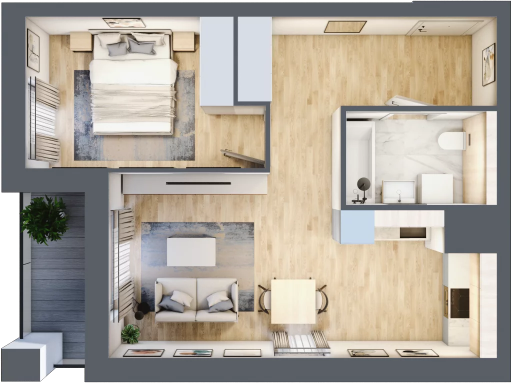 2 pokoje, mieszkanie 44,46 m², piętro 3, oferta nr 1A.3.30, Francuska Park VIIIB, Katowice, Osiedle Paderewskiego-Muchowiec, Muchowiec, ul. Szybowcowa