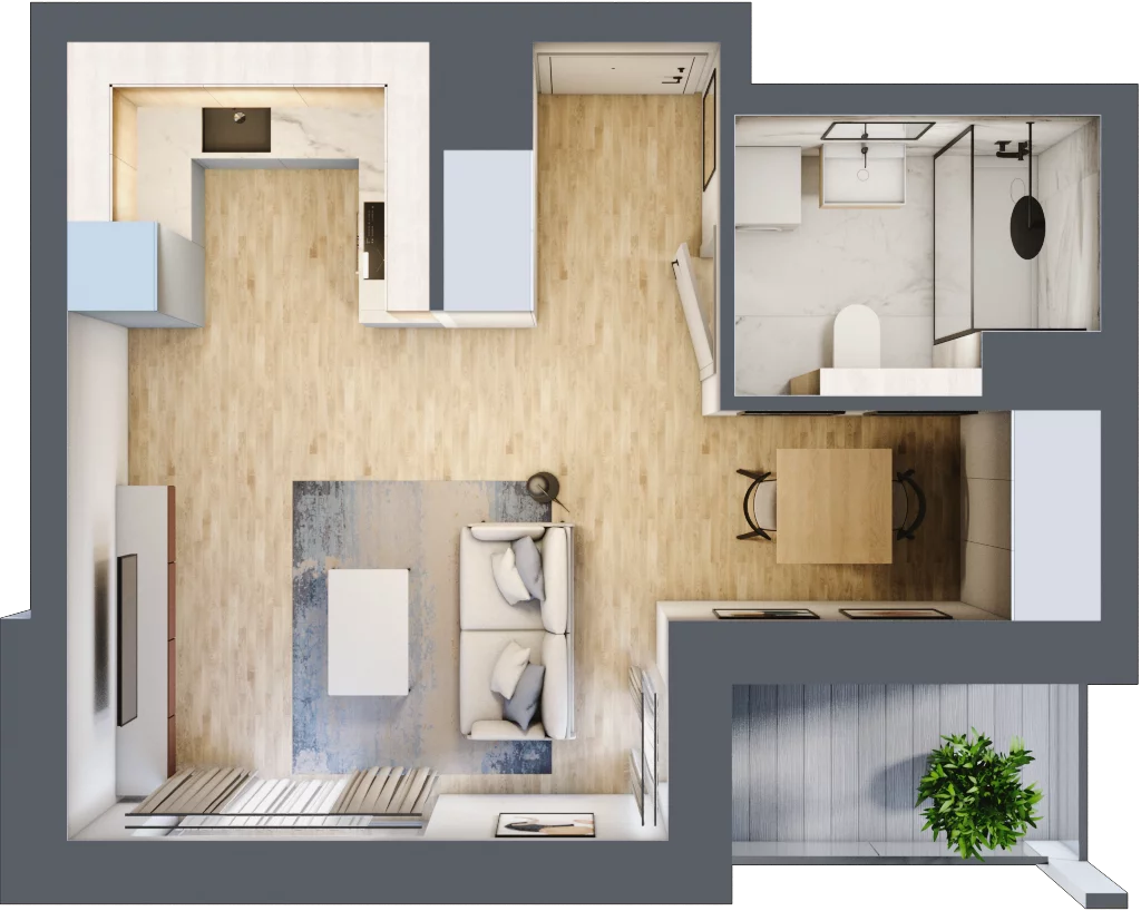 1 pokój, mieszkanie 30,58 m², piętro 3, oferta nr 1D.3.181, Francuska Park VIIIB, Katowice, Osiedle Paderewskiego-Muchowiec, Muchowiec, ul. Szybowcowa