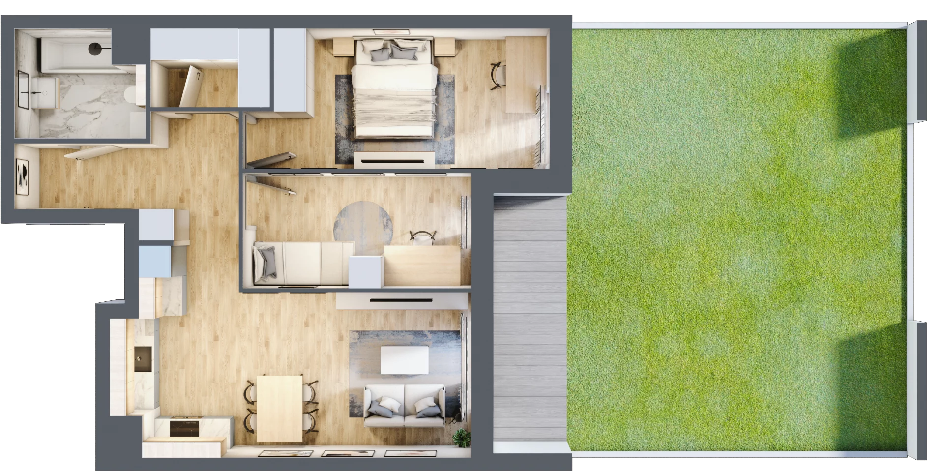 3 pokoje, mieszkanie 62,87 m², parter, oferta nr 1A.0.08, Francuska Park VIIIB, Katowice, Osiedle Paderewskiego-Muchowiec, Muchowiec, ul. Szybowcowa