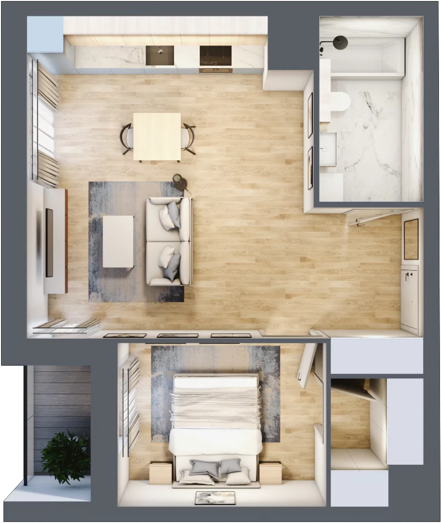 2 pokoje, mieszkanie 49,17 m², piętro 9, oferta nr 1A.9.83, Francuska Park VIIIB, Katowice, Osiedle Paderewskiego-Muchowiec, Muchowiec, ul. Szybowcowa