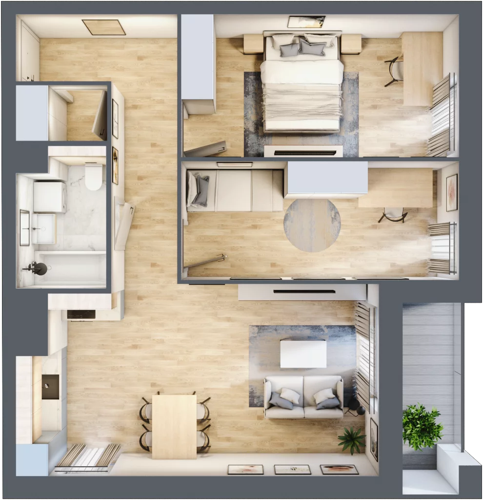 3 pokoje, mieszkanie 65,74 m², piętro 4, oferta nr 1A.4.38, Francuska Park VIIIB, Katowice, Osiedle Paderewskiego-Muchowiec, Muchowiec, ul. Szybowcowa
