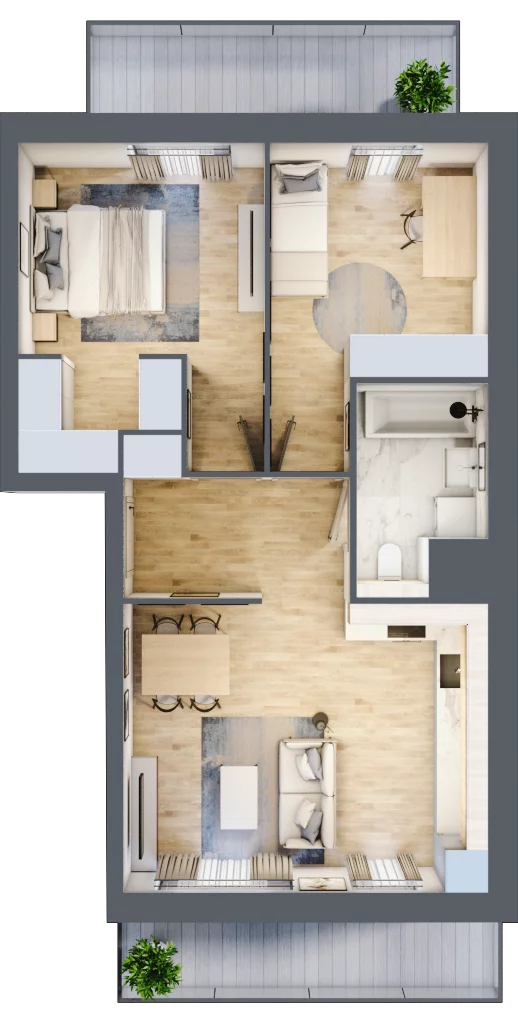 3 pokoje, mieszkanie 60,70 m², piętro 5, oferta nr 1D.5.186, Francuska Park VIIIB, Katowice, Osiedle Paderewskiego-Muchowiec, Muchowiec, ul. Szybowcowa