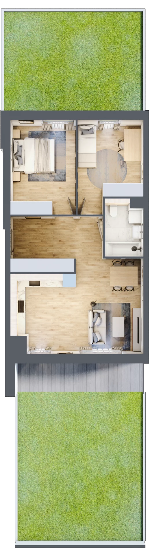 3 pokoje, mieszkanie 61,27 m², parter, oferta nr 1C.0.147, Francuska Park VIIIB, Katowice, Osiedle Paderewskiego-Muchowiec, Muchowiec, ul. Szybowcowa