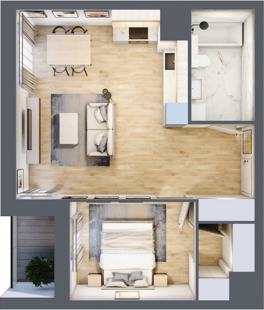 2 pokoje, mieszkanie 48,31 m², piętro 9, oferta nr 1A.9.81, Francuska Park VIIIB, Katowice, Osiedle Paderewskiego-Muchowiec, Muchowiec, ul. Szybowcowa