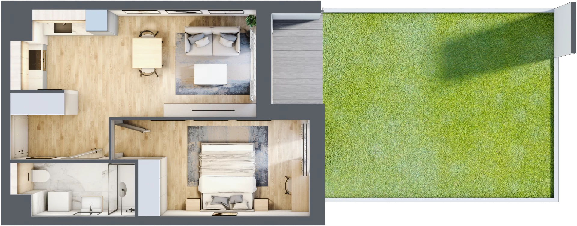 2 pokoje, mieszkanie 41,86 m², parter, oferta nr 1A.0.09, Francuska Park VIIIB, Katowice, Osiedle Paderewskiego-Muchowiec, Muchowiec, ul. Szybowcowa