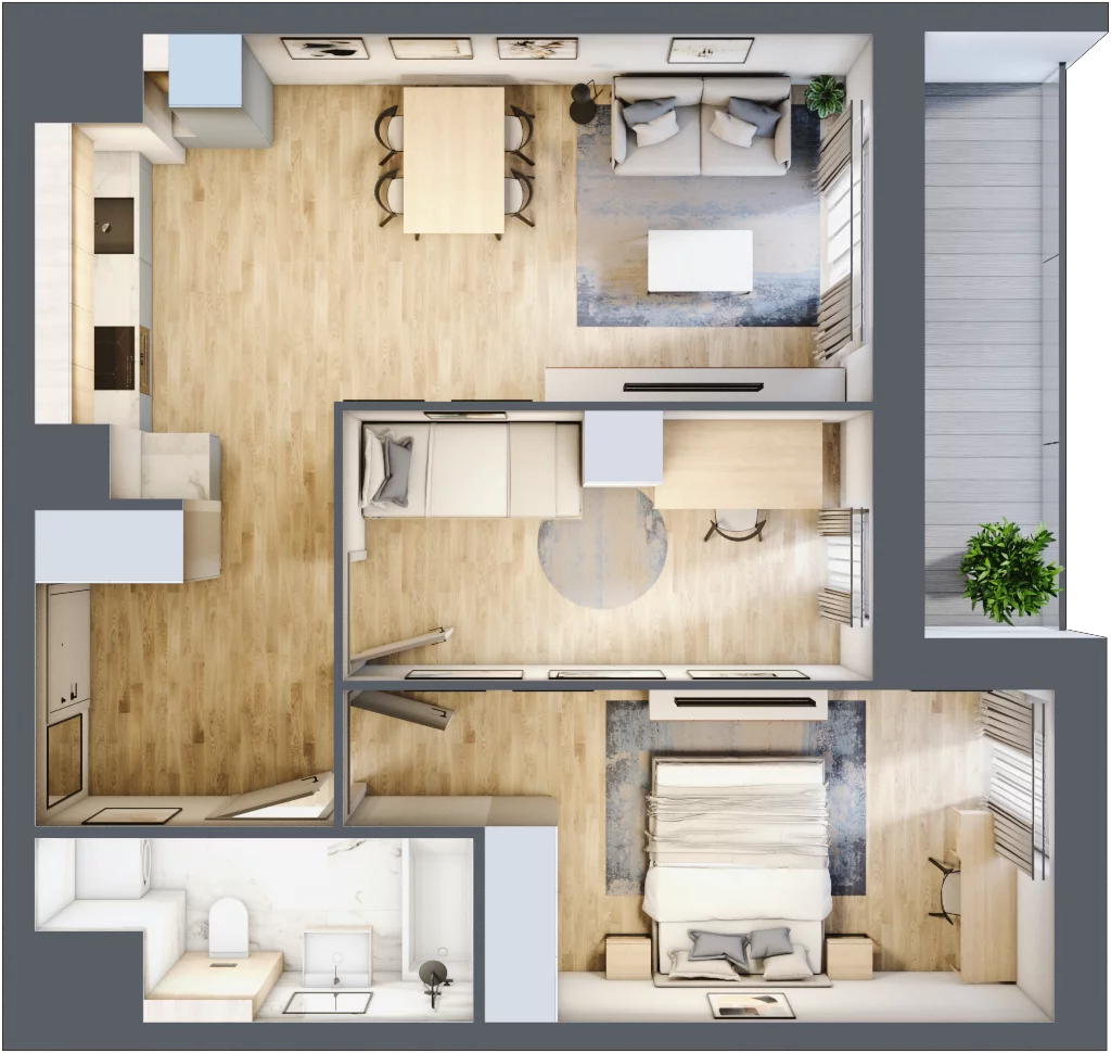 3 pokoje, mieszkanie 56,55 m², piętro 1, oferta nr 1A.1.10, Francuska Park VIIIB, Katowice, Osiedle Paderewskiego-Muchowiec, Muchowiec, ul. Szybowcowa